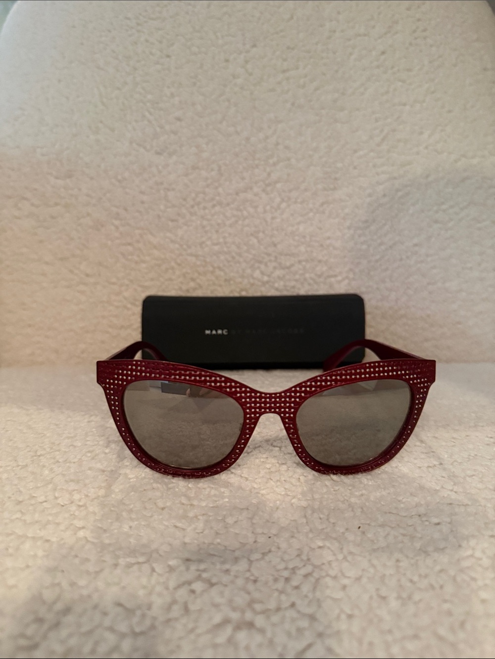 Marc Jacobs Wine Red Crystal-Studded Cat Eye Sunglasses